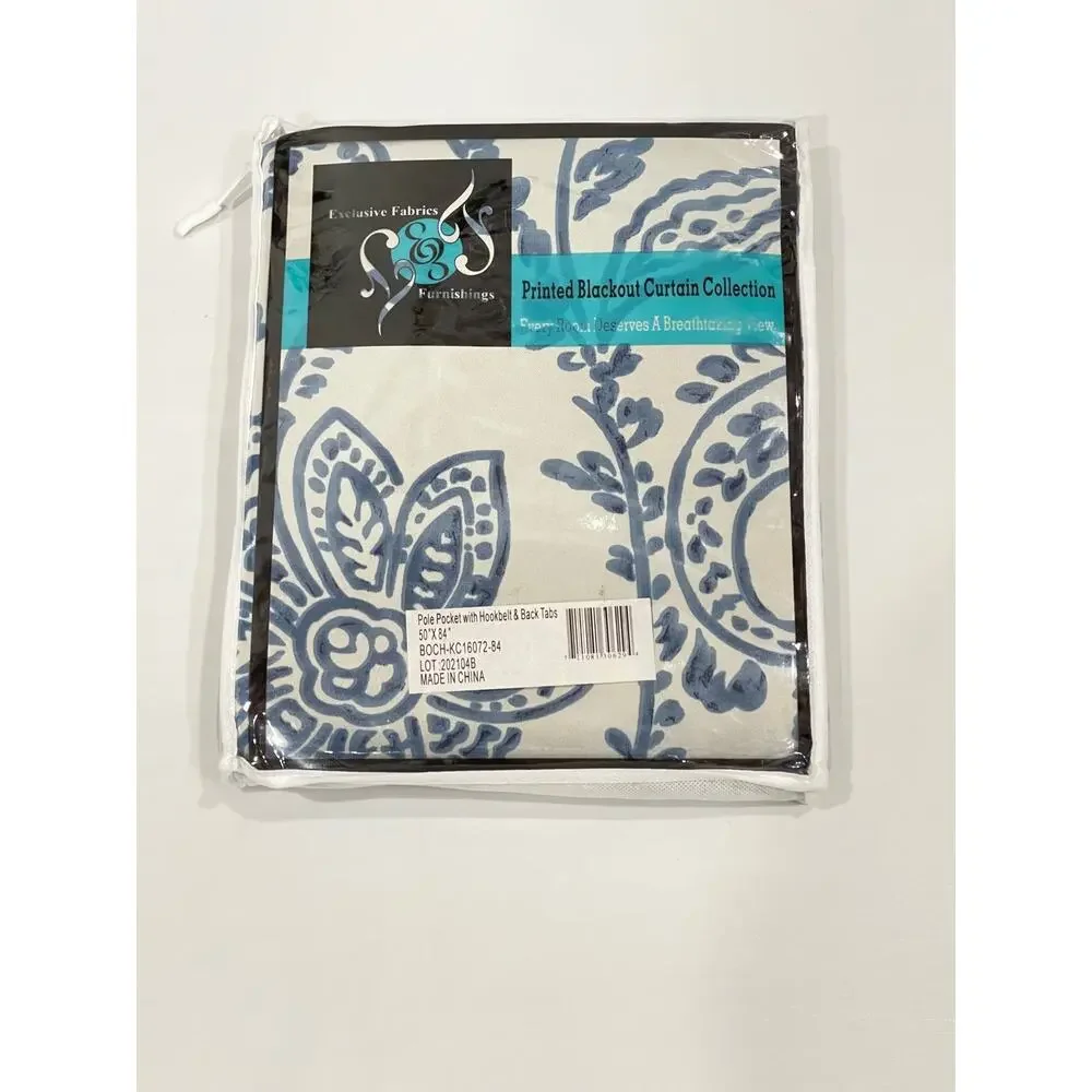 Tea Time China Blue Blackout Single Panel Curtain 50 x 84